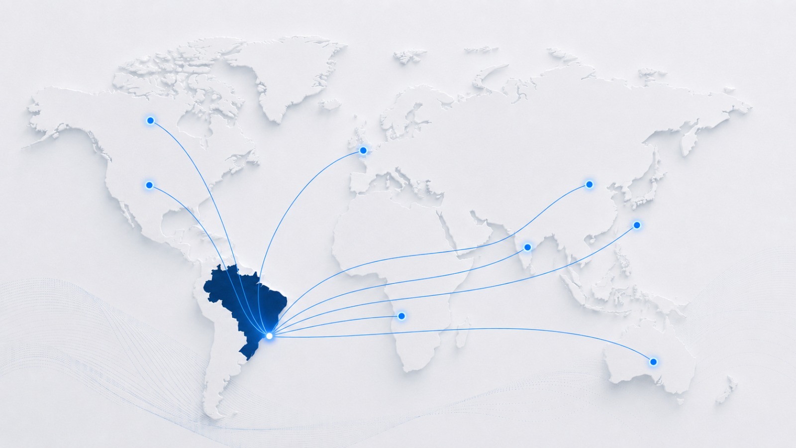 Mapa de conexões saindo do Espírito Santo para mercados internacionais